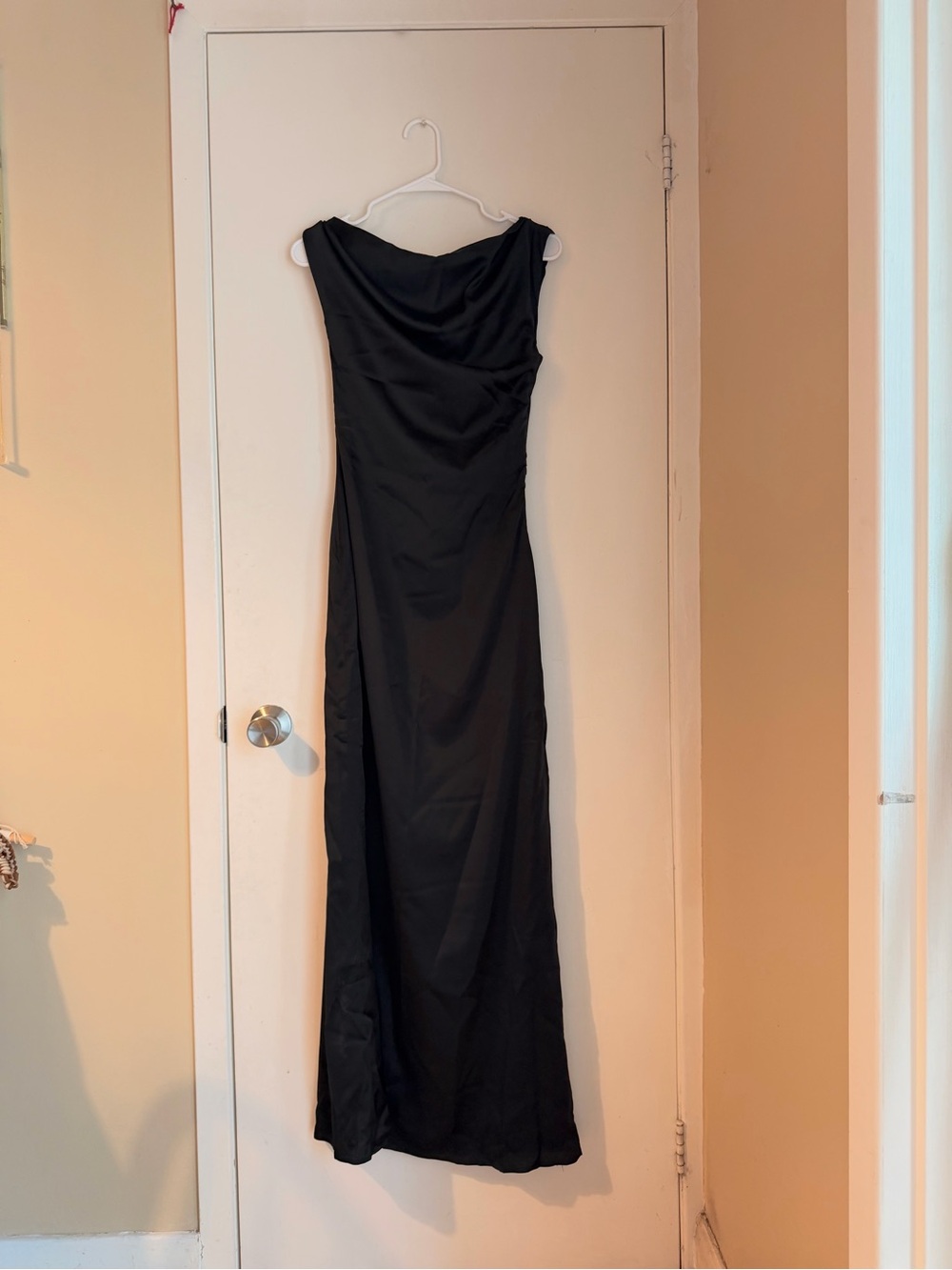 Peppermayo Heart of Glass Satin Black Maxi Dress